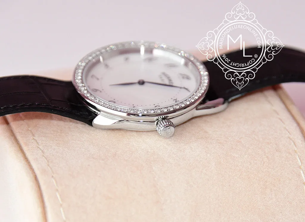 Hermes Diamond Arceau Watch GM Black Crocodile Strap
