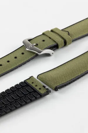 Hirsch ARNE Animal-Free Sailcloth Effect Performance Watch Strap - BLACK and GREEN