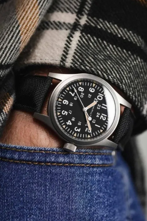 Hirsch ARNE Animal-Free Sailcloth Effect Performance Watch Strap - BLACK/BLACK