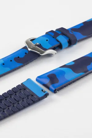 Hirsch JOHN Natural Rubber Performance Watch Strap in BLUE CAMOUFLAGE