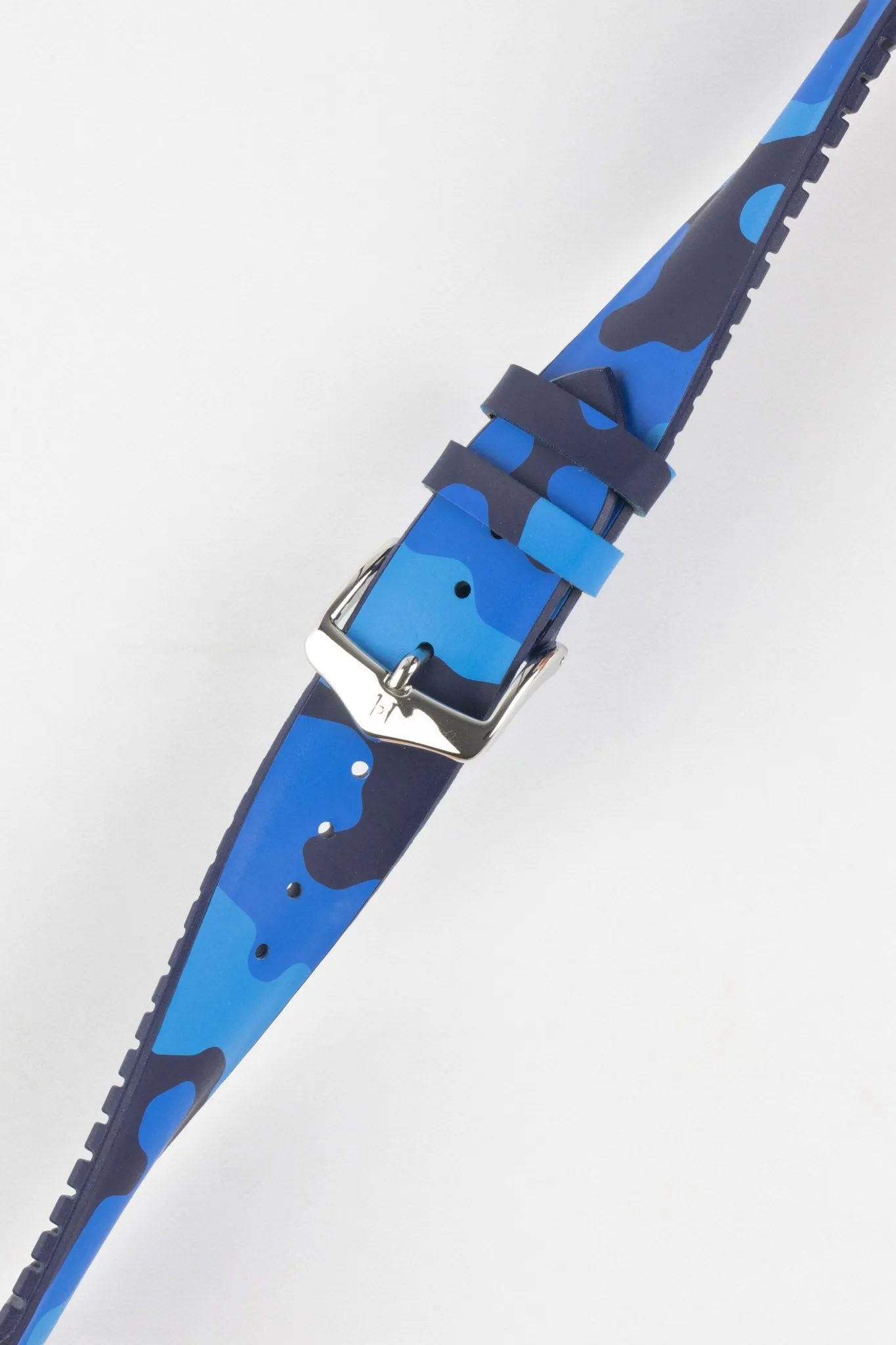 Hirsch JOHN Natural Rubber Performance Watch Strap in BLUE CAMOUFLAGE