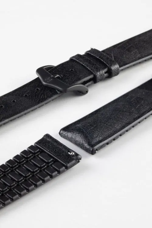 Hirsch LEAF Vegan Performance Rubber Watch Strap in BLACK