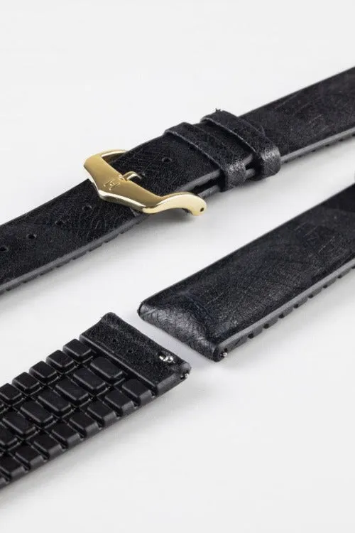Hirsch LEAF Vegan Performance Rubber Watch Strap in BLACK