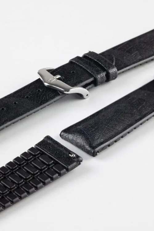 Hirsch LEAF Vegan Performance Rubber Watch Strap in BLACK
