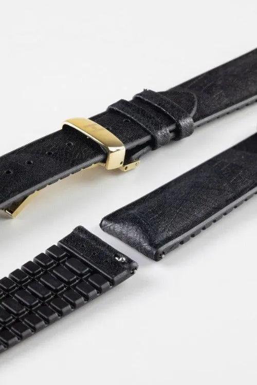 Hirsch LEAF Vegan Performance Rubber Watch Strap in BLACK