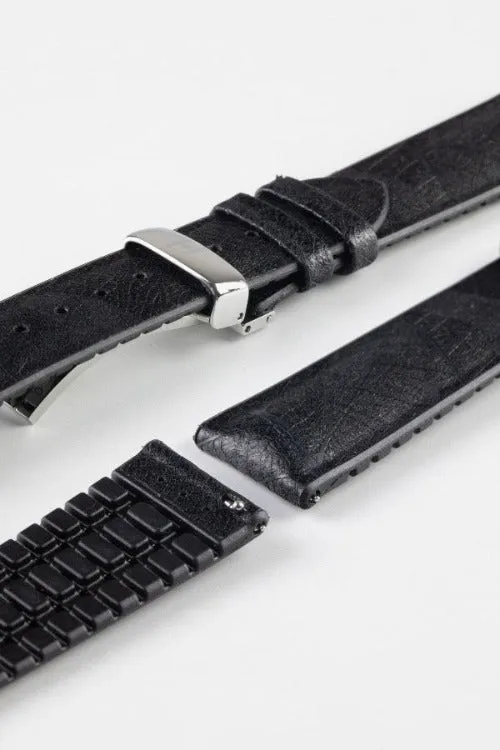 Hirsch LEAF Vegan Performance Rubber Watch Strap in BLACK