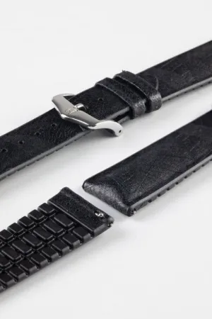 Hirsch LEAF Vegan Performance Rubber Watch Strap in BLACK
