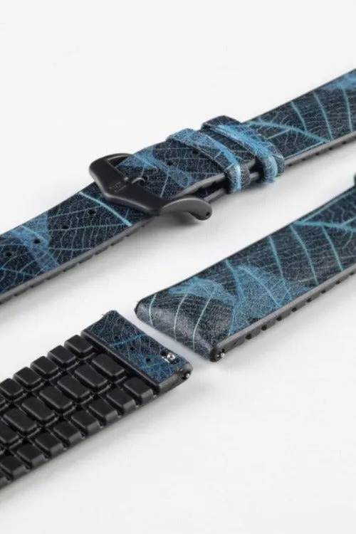Hirsch LEAF Vegan Performance Rubber Watch Strap in BLUE/BLACK