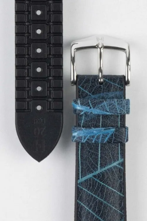 Hirsch LEAF Vegan Performance Rubber Watch Strap in BLUE/BLACK