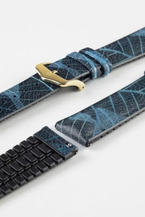 Hirsch LEAF Vegan Performance Rubber Watch Strap in BLUE/BLACK
