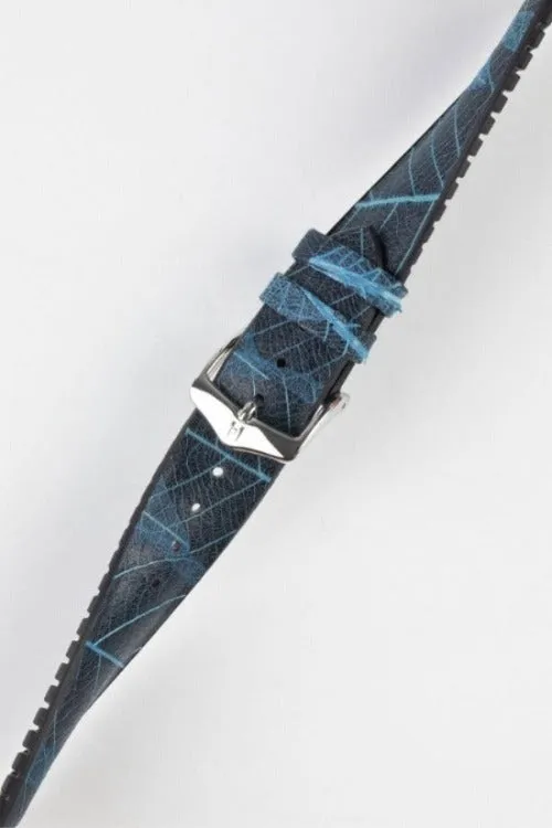 Hirsch LEAF Vegan Performance Rubber Watch Strap in BLUE/BLACK