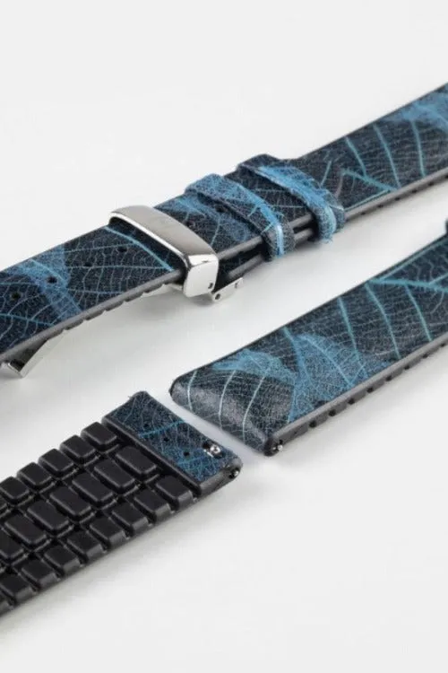 Hirsch LEAF Vegan Performance Rubber Watch Strap in BLUE/BLACK