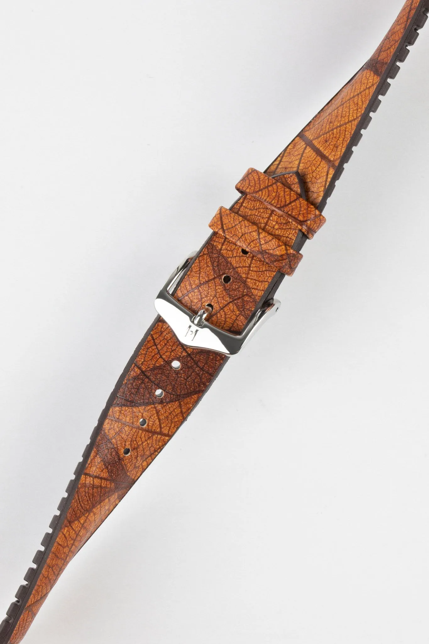 Hirsch LEAF Vegan Performance Rubber Watch Strap in BROWN