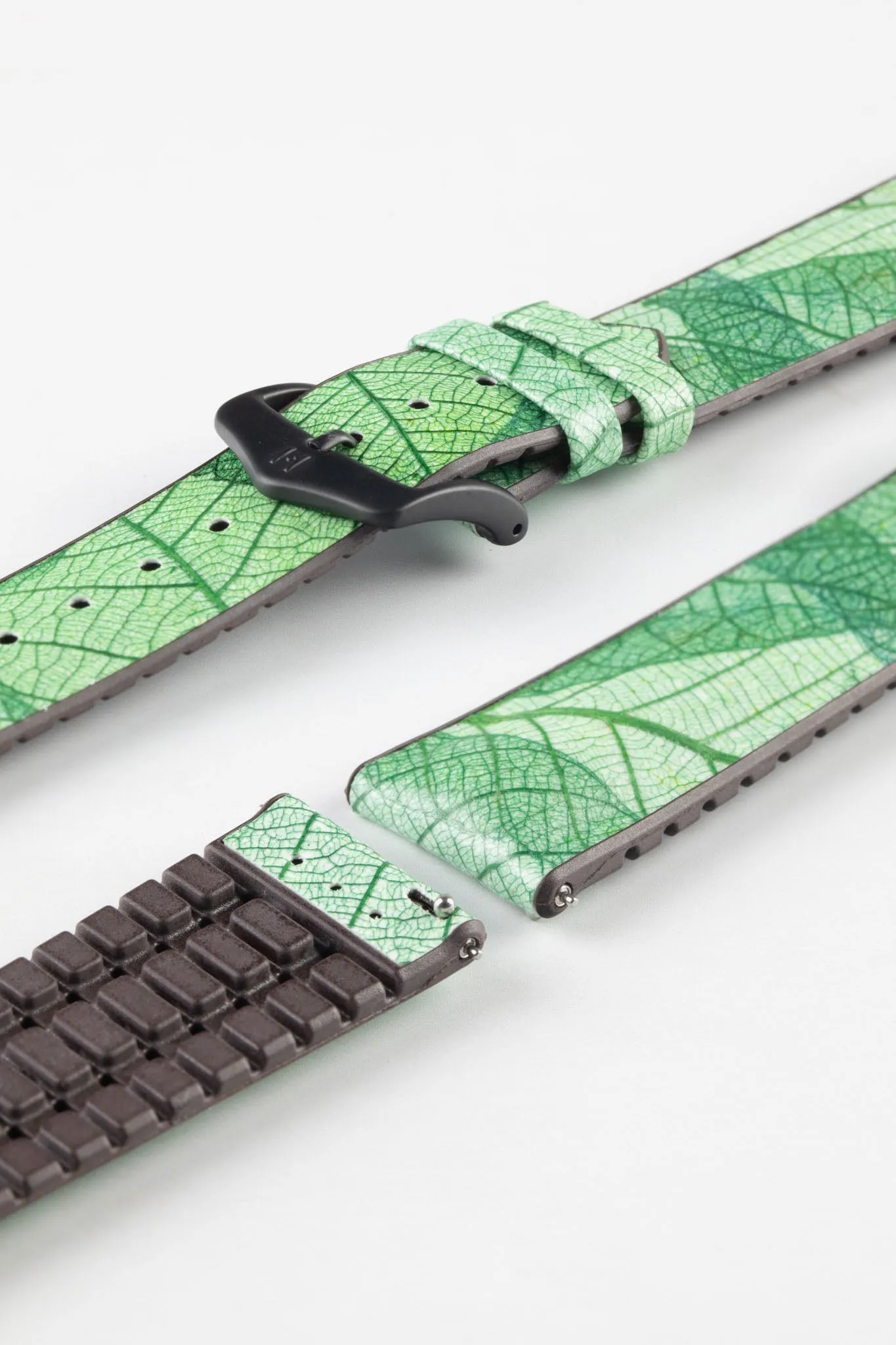 Hirsch LEAF Vegan Performance Rubber Watch Strap in GREEN
