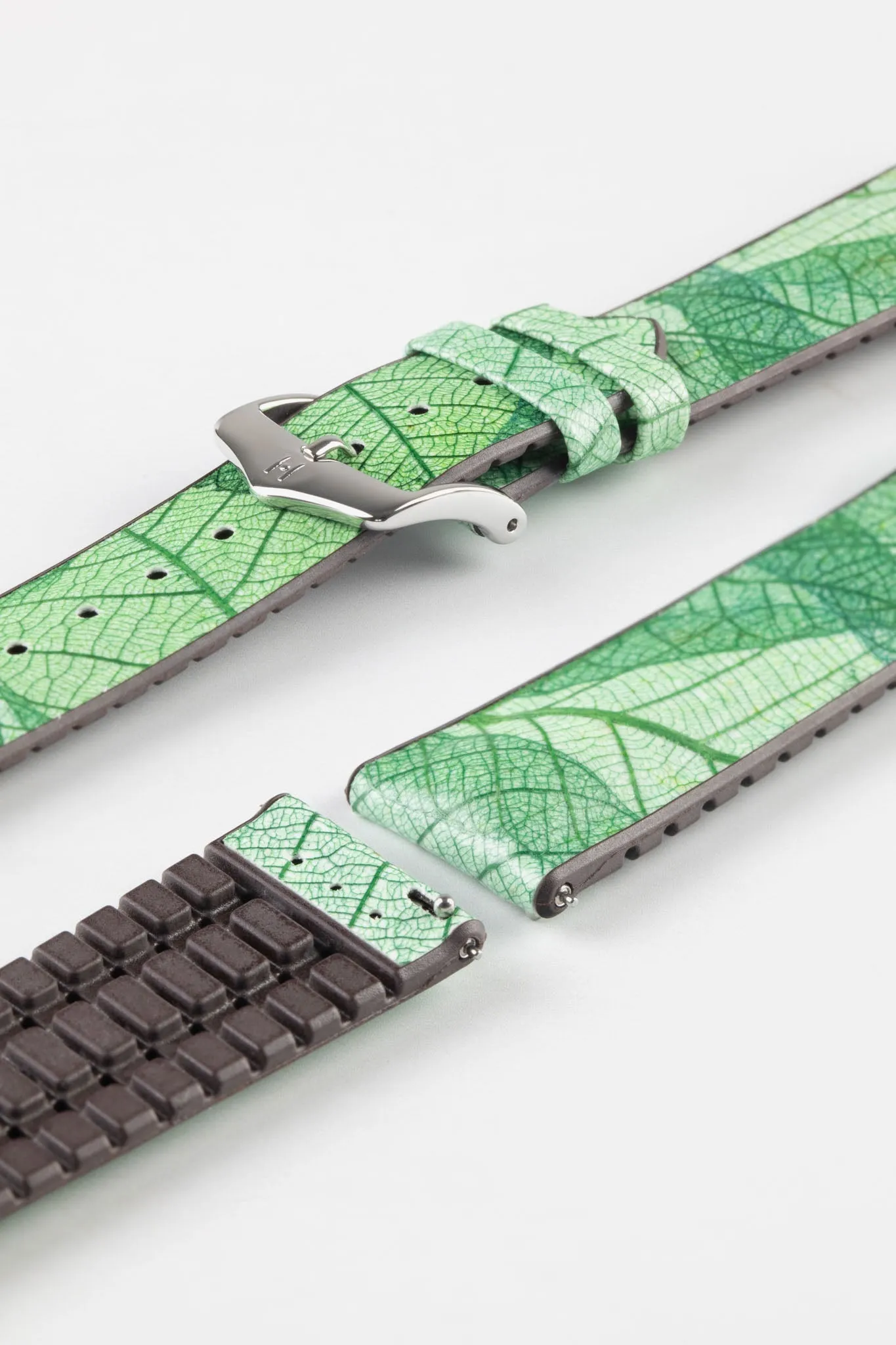 Hirsch LEAF Vegan Performance Rubber Watch Strap in GREEN