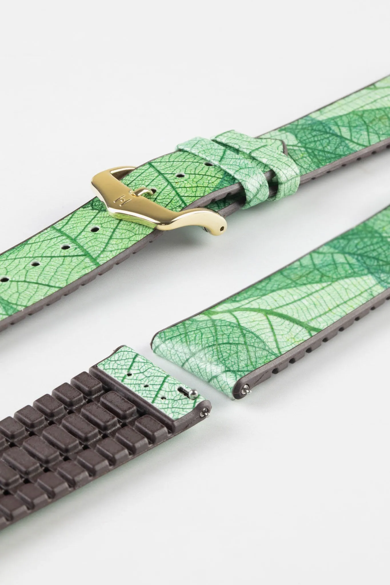 Hirsch LEAF Vegan Performance Rubber Watch Strap in GREEN