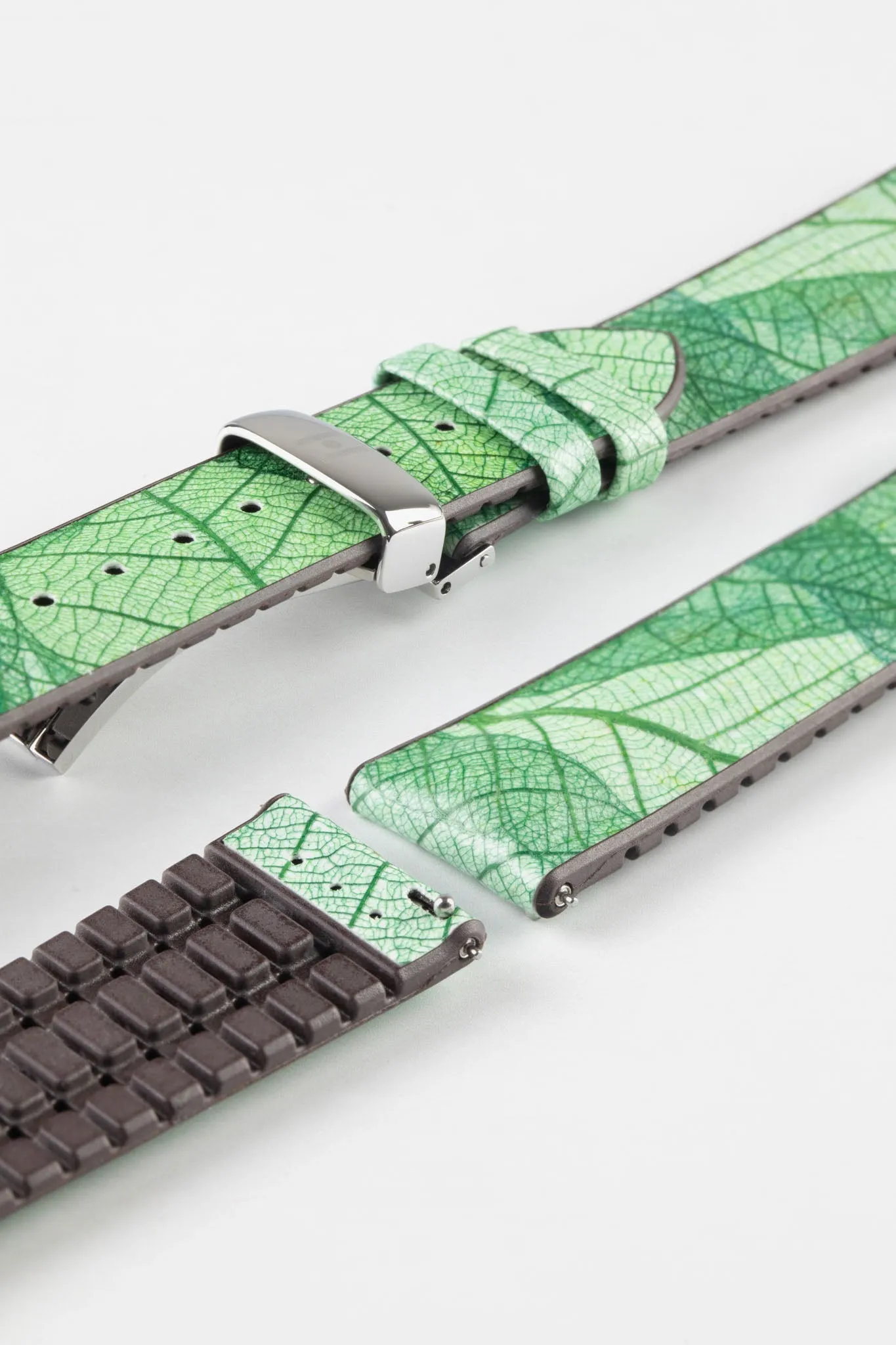 Hirsch LEAF Vegan Performance Rubber Watch Strap in GREEN