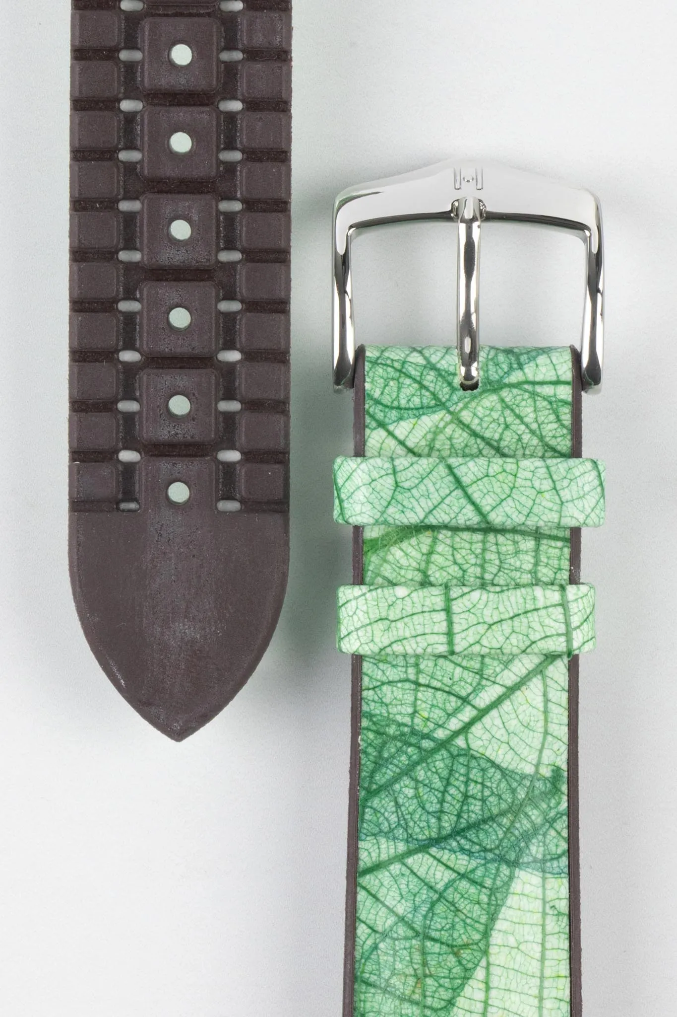 Hirsch LEAF Vegan Performance Rubber Watch Strap in GREEN