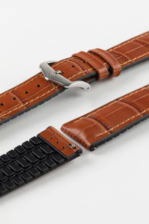 Hirsch PAUL Alligator Embossed Performance Watch Strap in HONEY