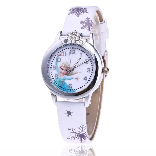 Hot Sales relogio feminino 2018 New relojes Cartoon Children Watch Princess Watches Fashion Kids Cute Leather quartz Watch Girl