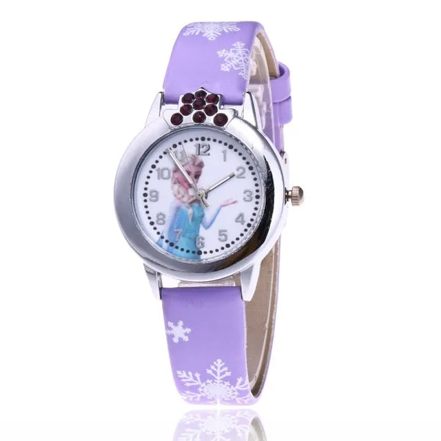 Hot Sales relogio feminino 2018 New relojes Cartoon Children Watch Princess Watches Fashion Kids Cute Leather quartz Watch Girl