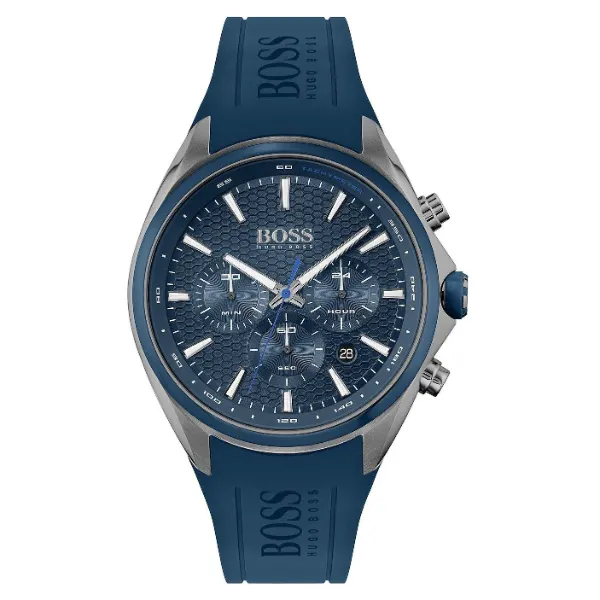 HUGO BOSS Sport Blue Silicone Strap Blue Dial Chronograph Quartz Watch for Gents - 1513856