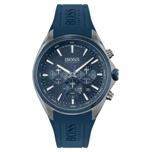 HUGO BOSS Sport Blue Silicone Strap Blue Dial Chronograph Quartz Watch for Gents - 1513856