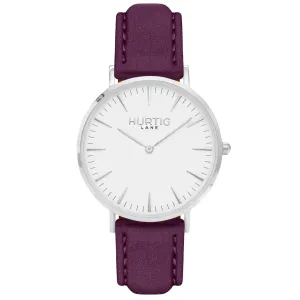 Hymnal Vegan Suede Watch Silver, White & Berry