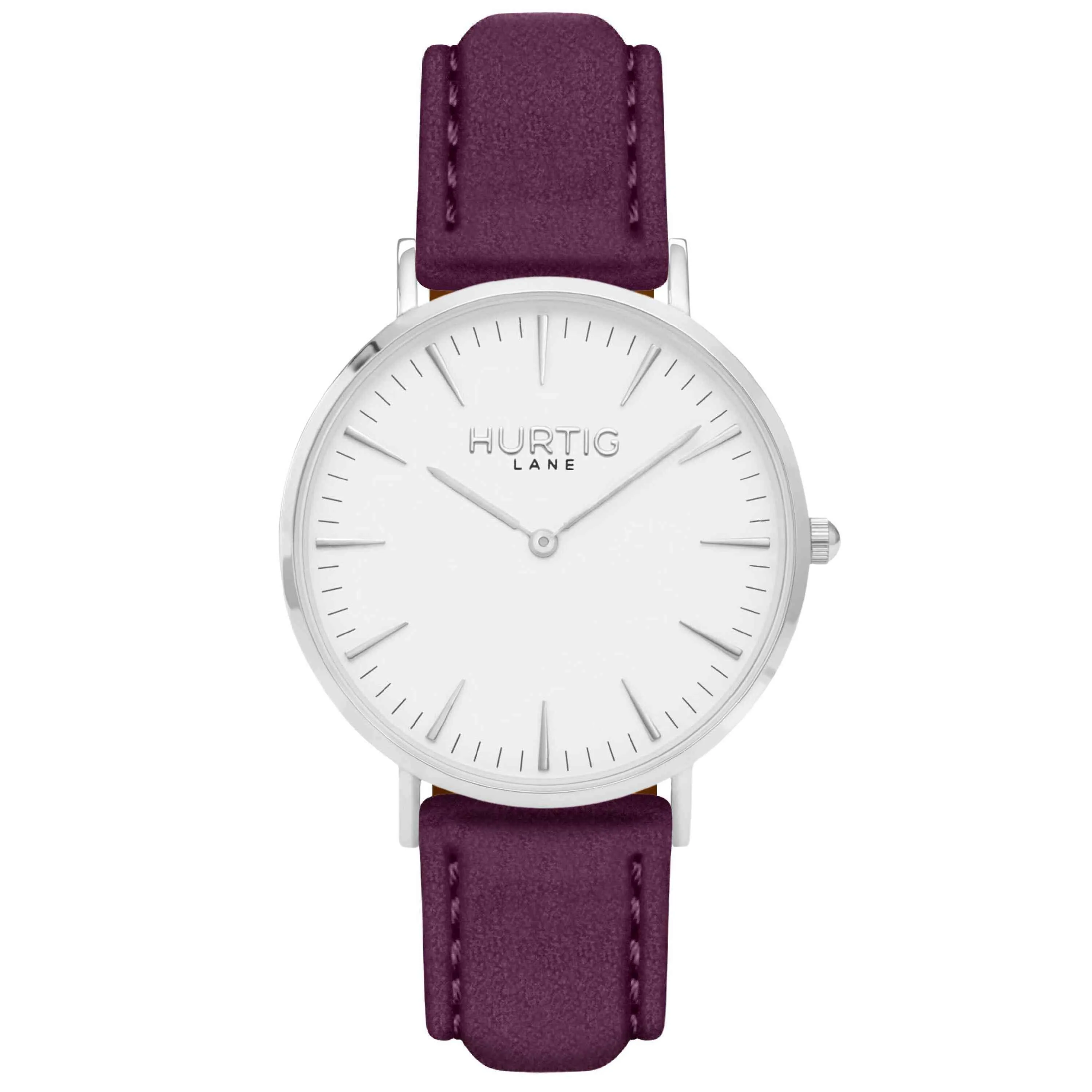 Hymnal Vegan Suede Watch Silver, White & Berry