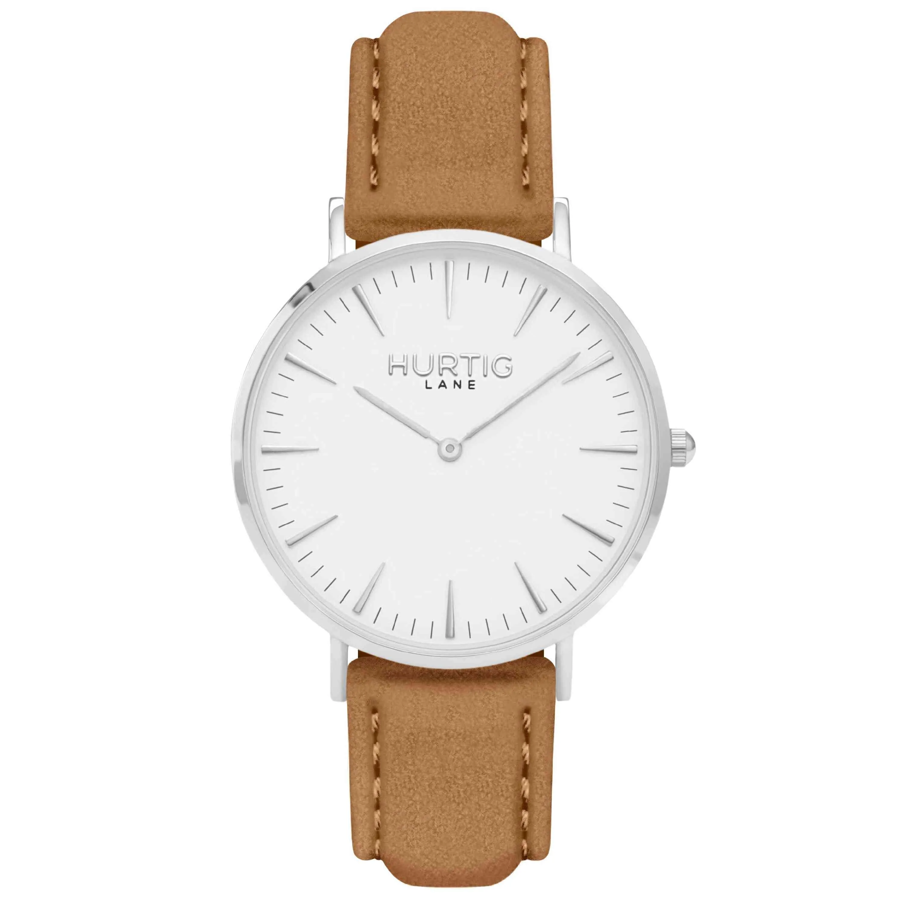Hymnal Vegan Suede Watch Silver, White & Berry