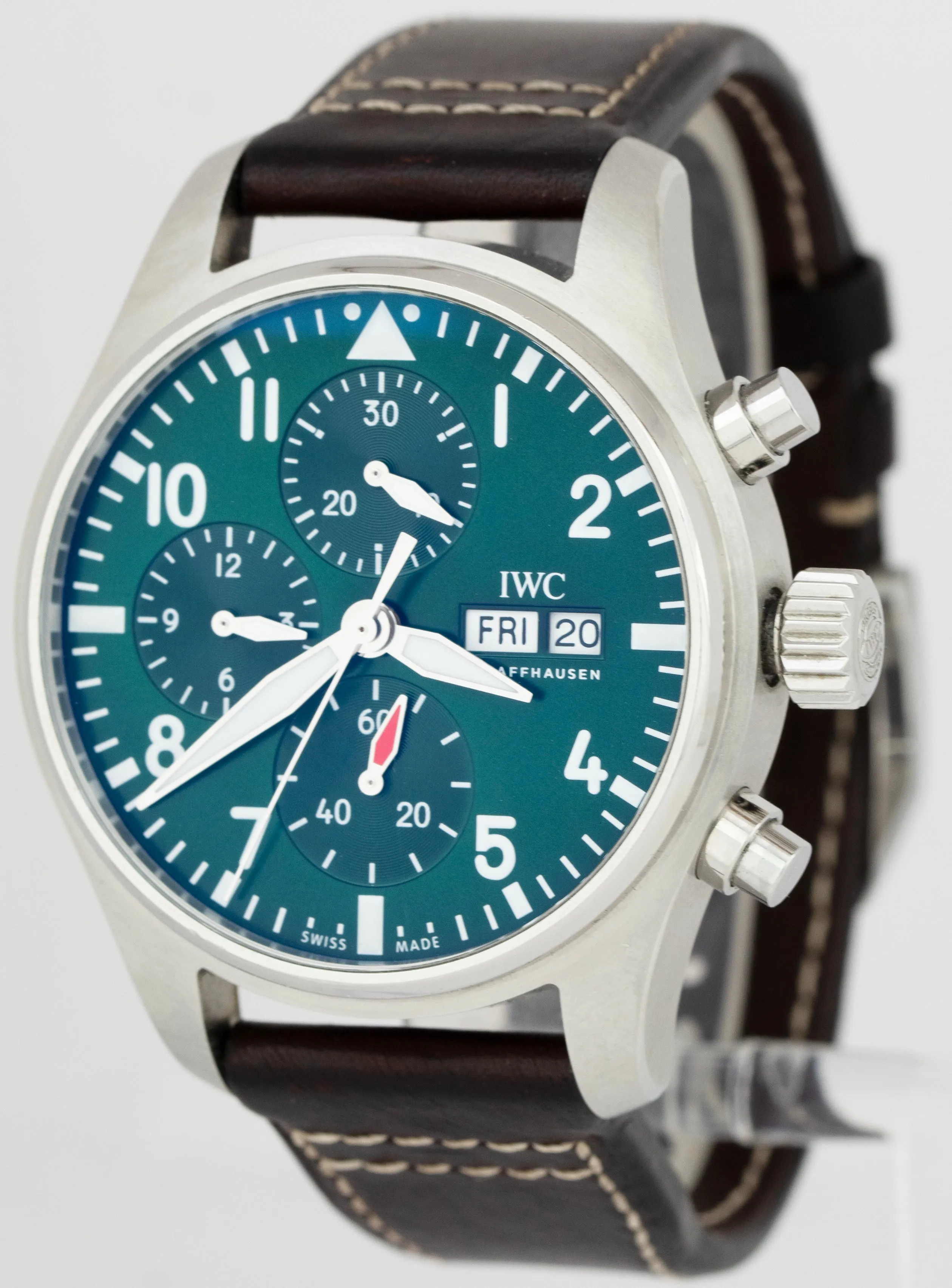 IWC Pilot's Watch Chronograph Green Stainless Steel 41mm Watch IW388103 CARD
