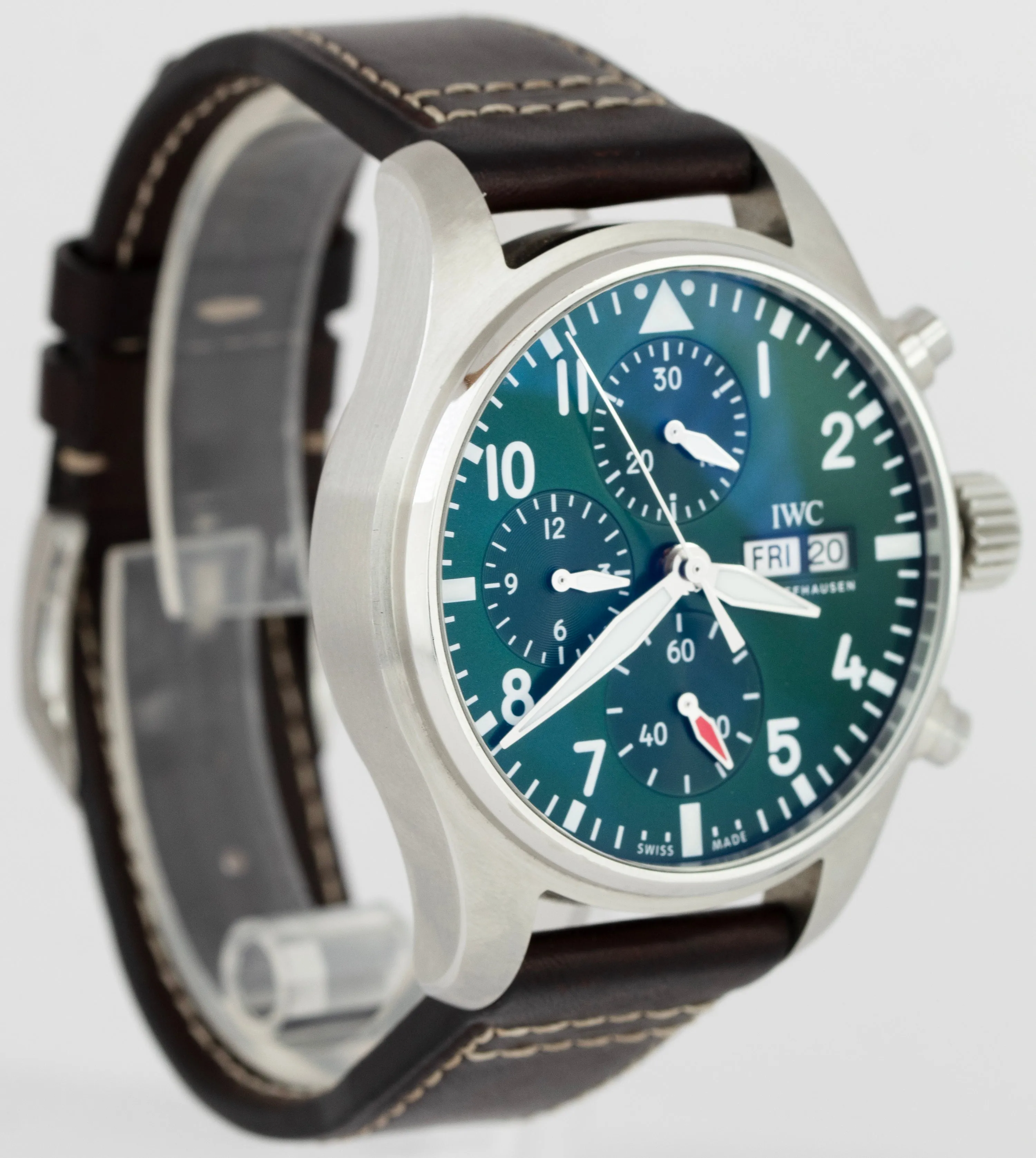 IWC Pilot's Watch Chronograph Green Stainless Steel 41mm Watch IW388103 CARD