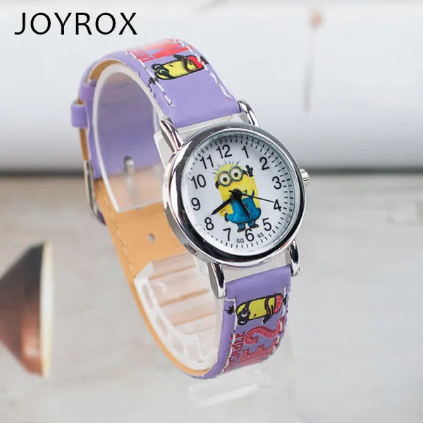 JOYROX  Pattern Children's Watch Hot Cartoon Leather Strap 2018 Fashion Kids Quartz Wristwatch Boys Girls Students Clock