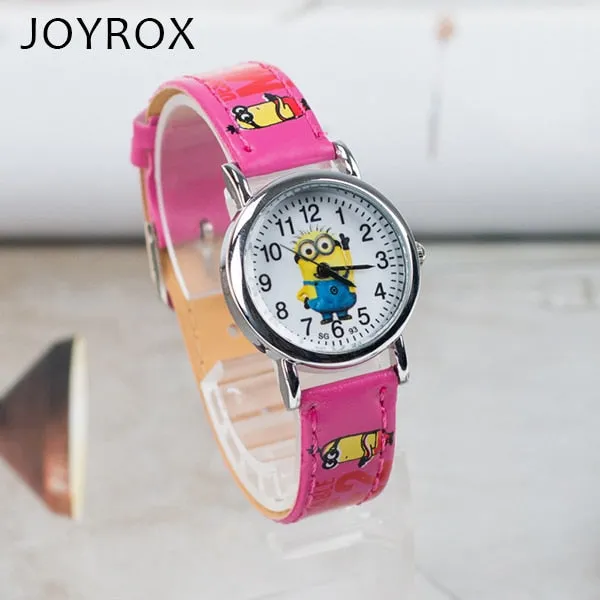 JOYROX  Pattern Children's Watch Hot Cartoon Leather Strap 2018 Fashion Kids Quartz Wristwatch Boys Girls Students Clock