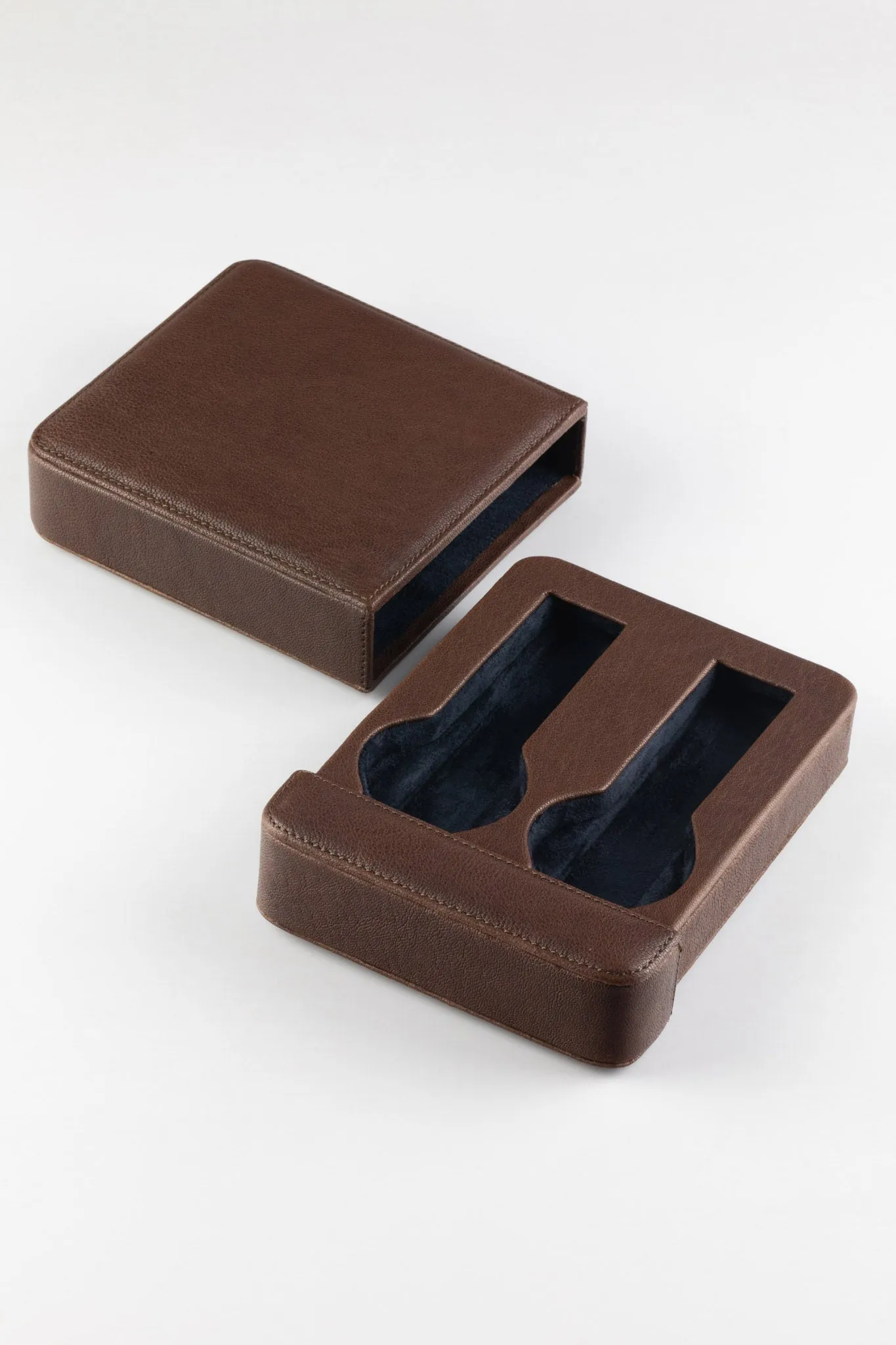 JPM 2-Watch Leather Sliding Storage Case in AGED BROWN