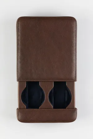 JPM 2-Watch Leather Sliding Storage Case in AGED BROWN