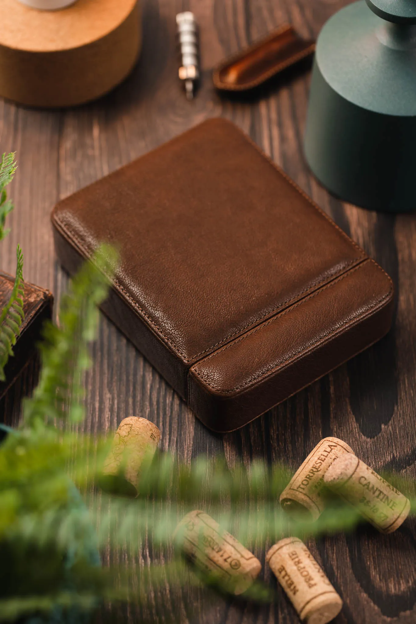 JPM 2-Watch Leather Sliding Storage Case in AGED BROWN