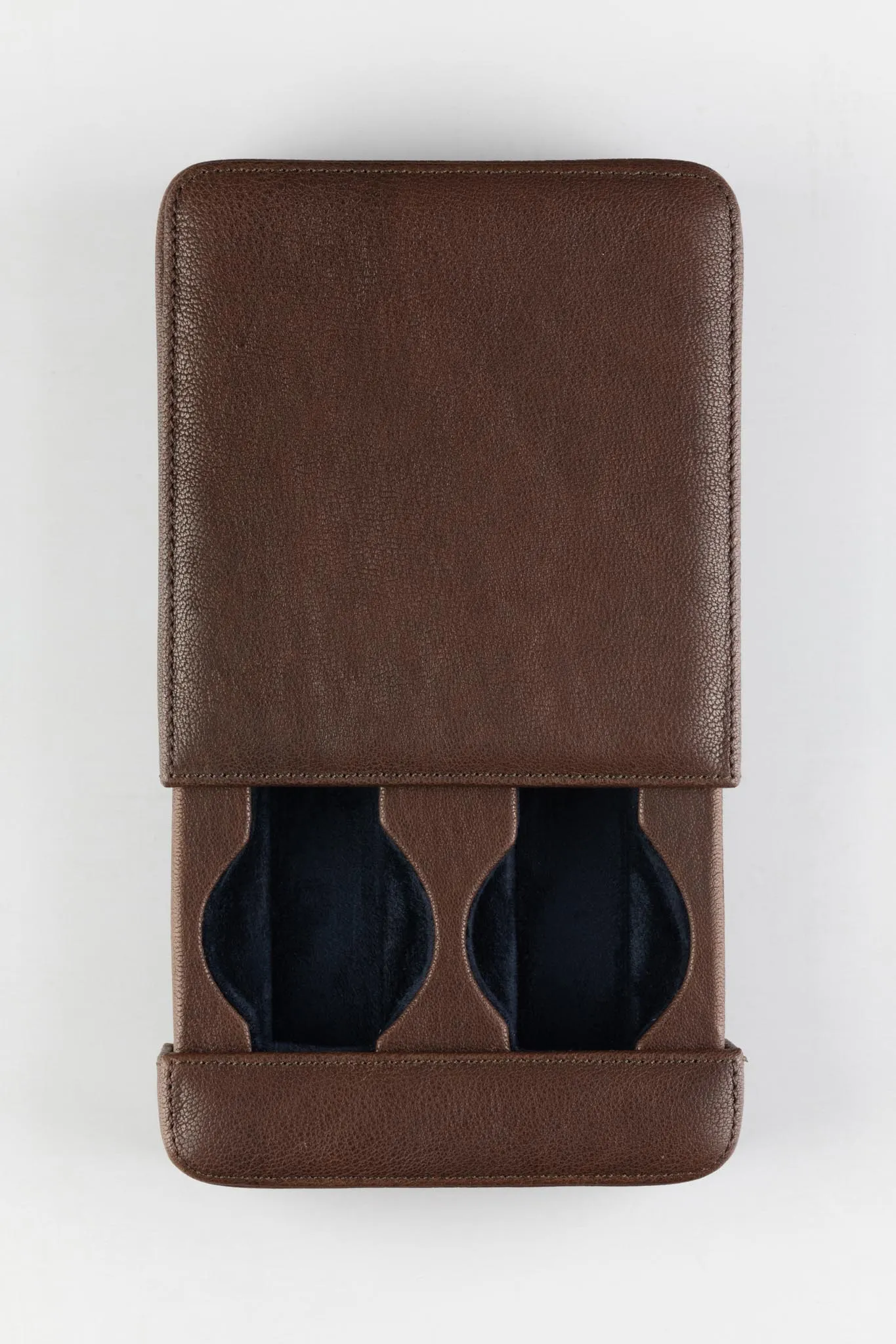 JPM 2-Watch Leather Sliding Storage Case in AGED BROWN