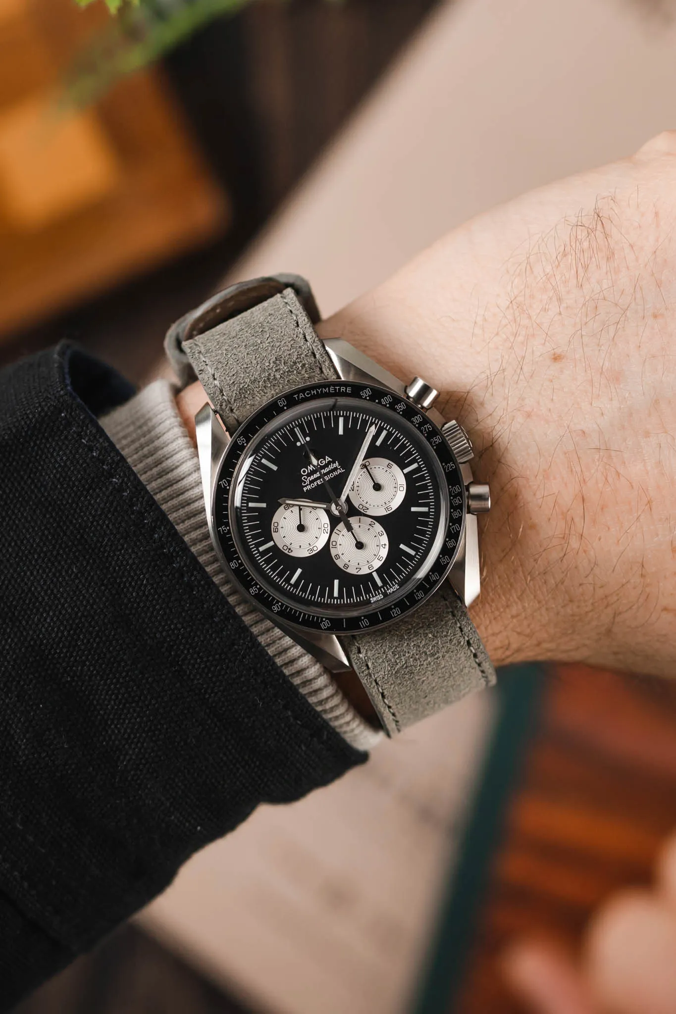 JPM Italian Leather One-Piece Watch Strap in TASSO GREY with Single Leather Keeper