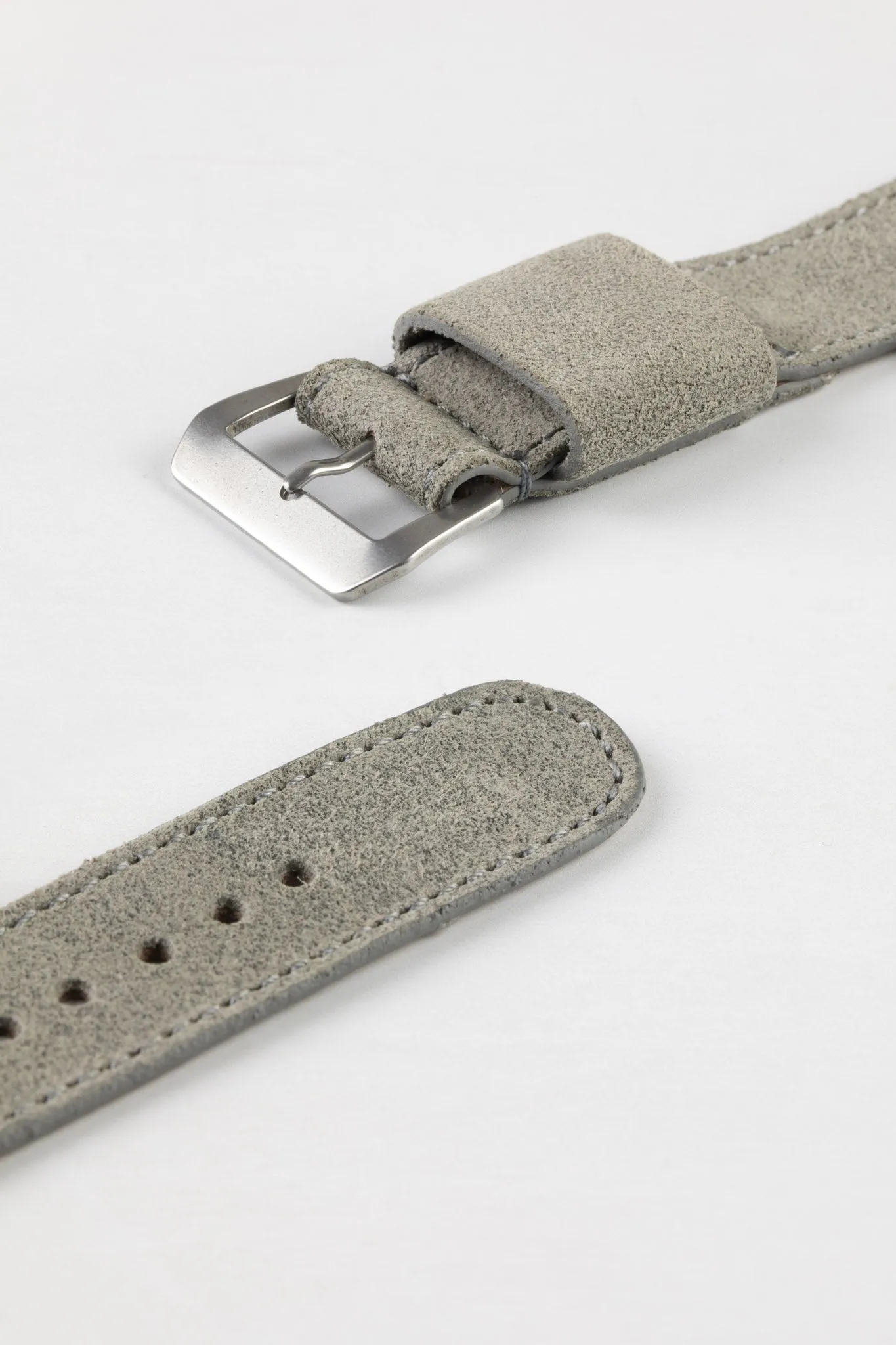 JPM Italian Leather One-Piece Watch Strap in TASSO GREY with Single Leather Keeper