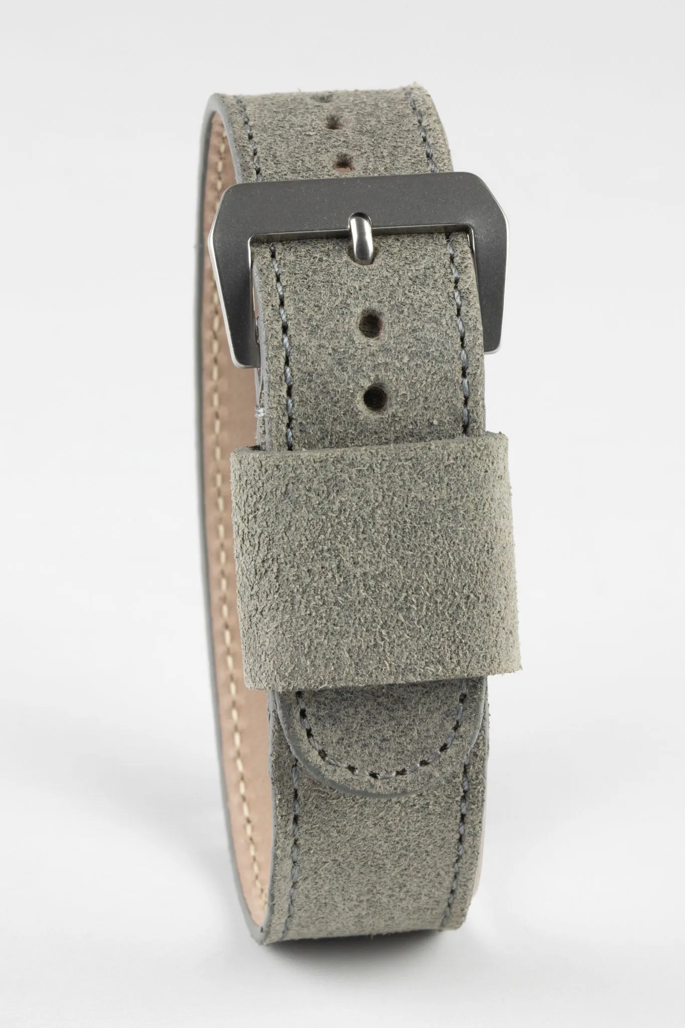 JPM Italian Leather One-Piece Watch Strap in TASSO GREY with Single Leather Keeper