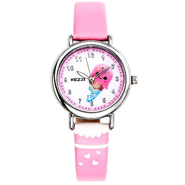 KEZZI Children Fashion Watches  Quartz Watch Boys Girls Cartoon Leather Watchband Baby Wristwatches Gift Clock Watch