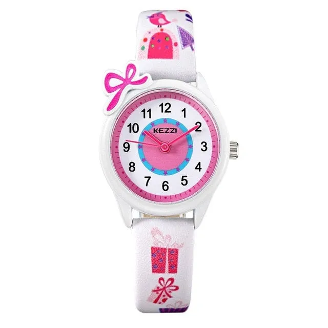 KEZZI Top Brand Kids Children Fashion Watches Quartz Analog Cartoon Leather Strap Wrist Watch Boys Girls Waterproof Gift Clocks