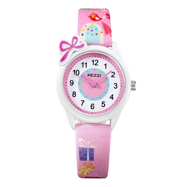 KEZZI Top Brand Kids Children Fashion Watches Quartz Analog Cartoon Leather Strap Wrist Watch Boys Girls Waterproof Gift Clocks
