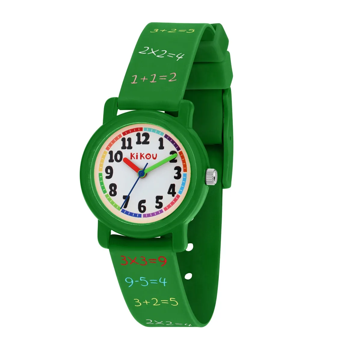 kikou cartoon 28mm 3h white dial green strap