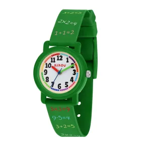 kikou cartoon 28mm 3h white dial green strap