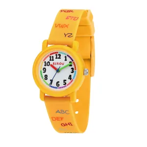 kikou cartoon 28mm 3h white dial orange strap