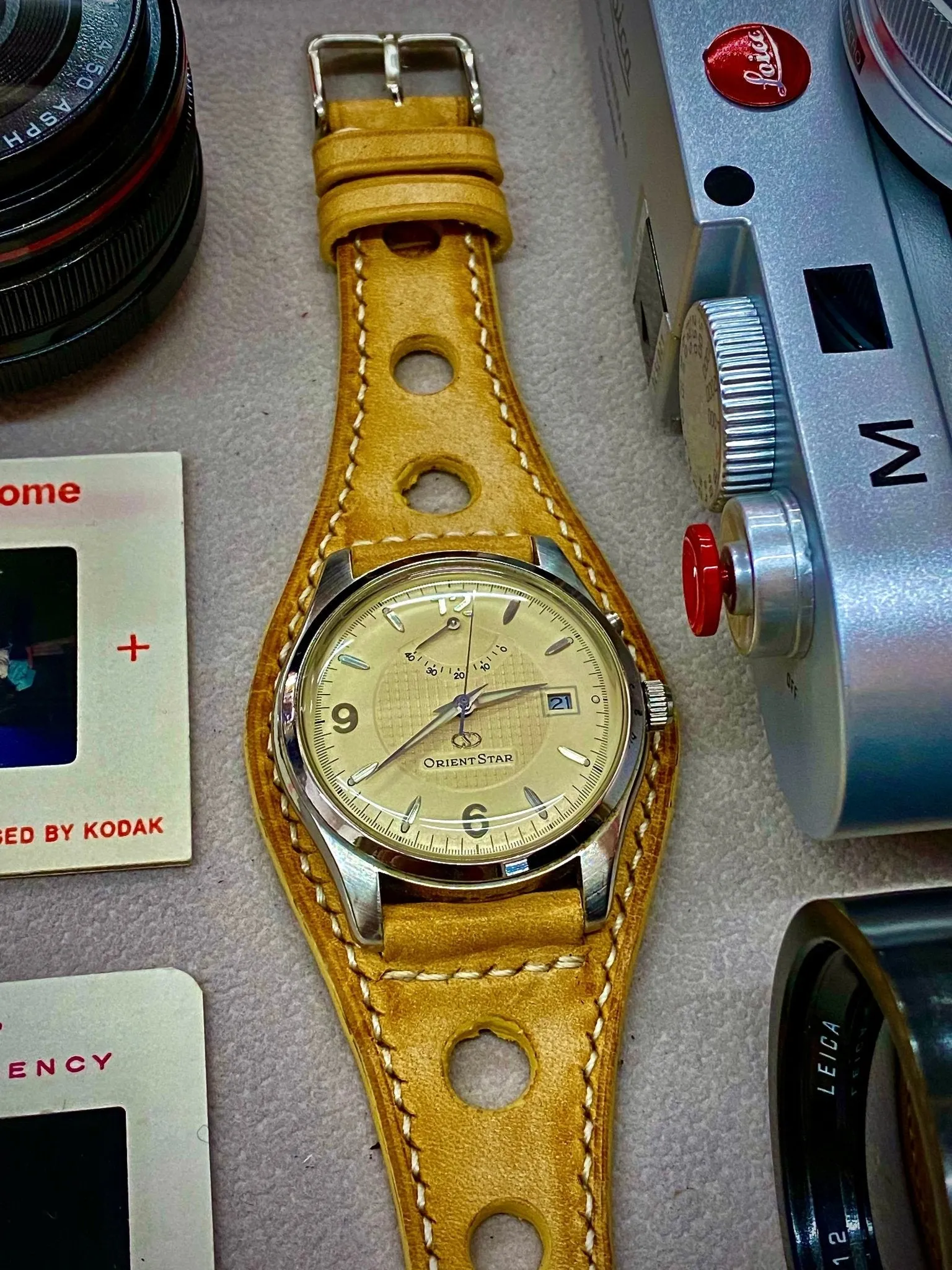 Leather Watch Band, Rallye Racing Watch Band, Leather Bund Strap, Vintage Beige Leather Watch Strap 20mm, Watch Band 21mm, Valentines Day Gift Ideas