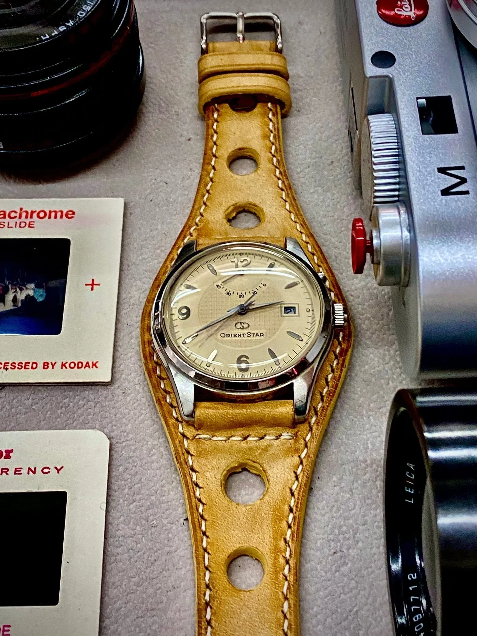 Leather Watch Band, Rallye Racing Watch Band, Leather Bund Strap, Vintage Beige Leather Watch Strap 20mm, Watch Band 21mm, Valentines Day Gift Ideas