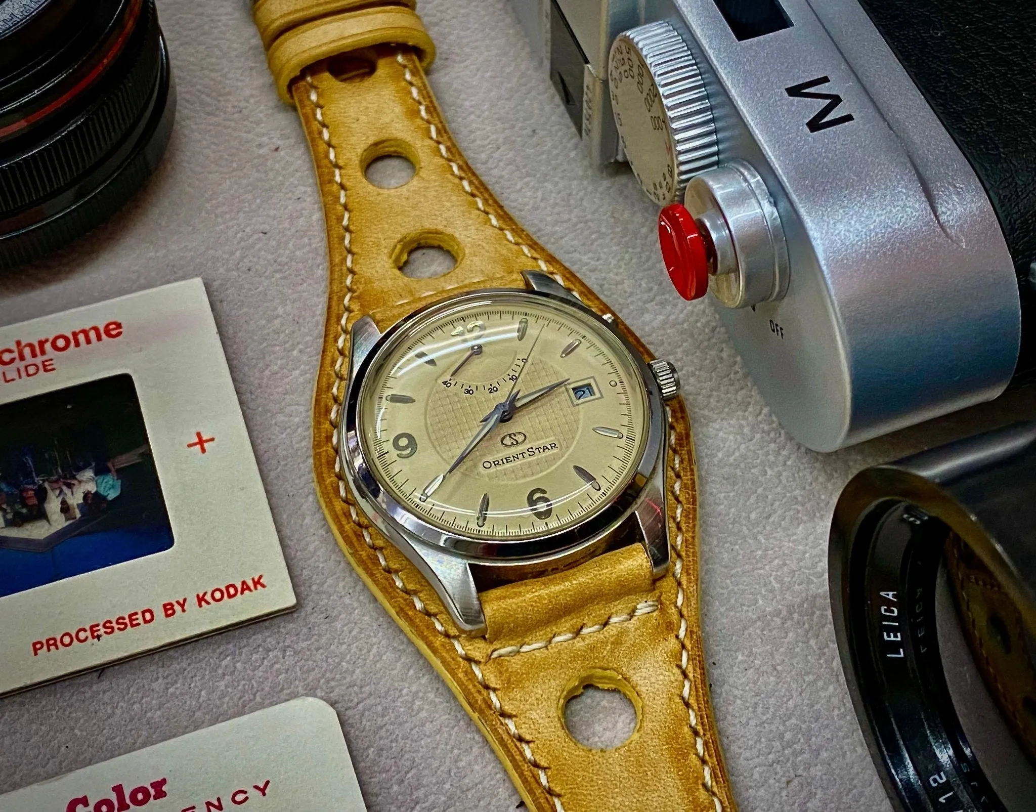 Leather Watch Band, Rallye Racing Watch Band, Leather Bund Strap, Vintage Beige Leather Watch Strap 20mm, Watch Band 21mm, Valentines Day Gift Ideas